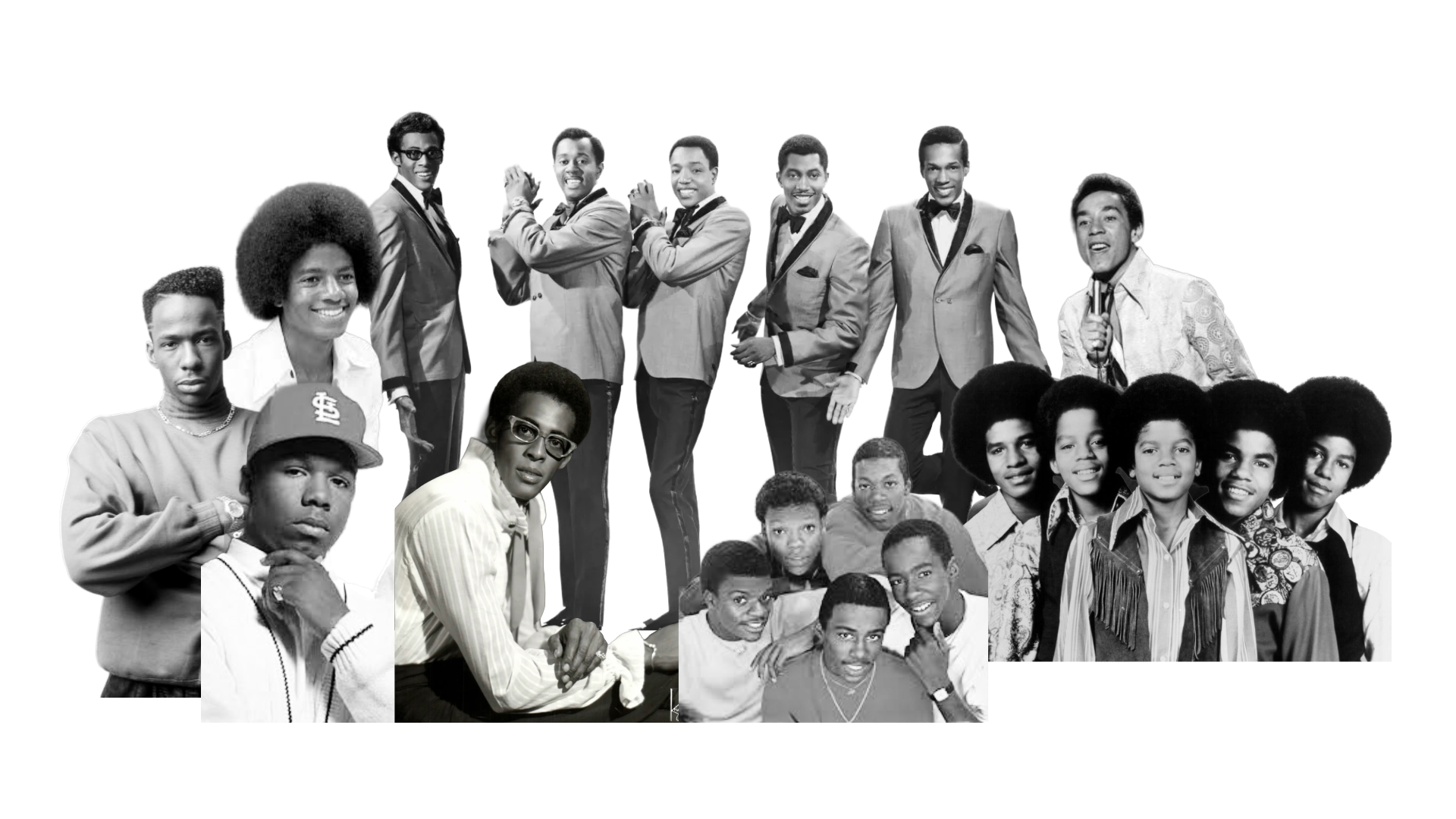 Collage of legendary Motown, R&B, and soul artists